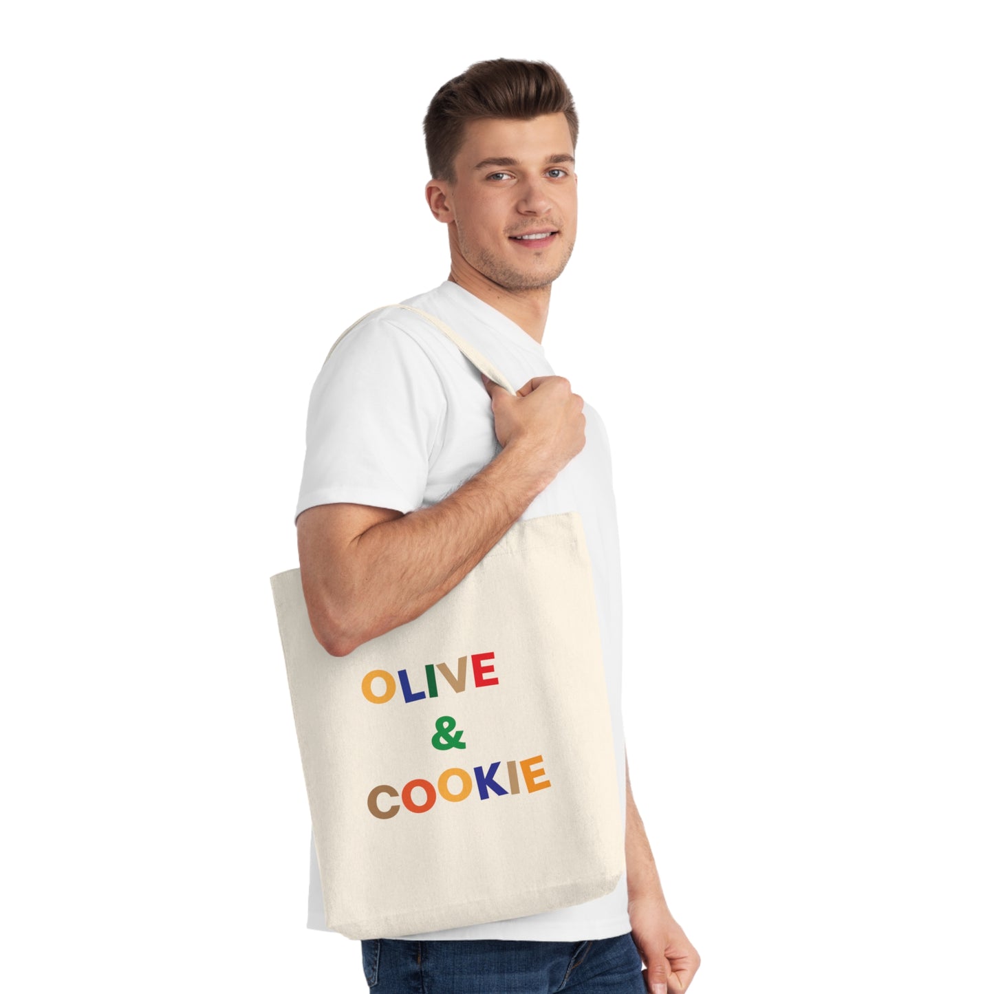 Olive & Cookie Woven Tote Bag - Fun & Eco-Friendly Shopping Tote