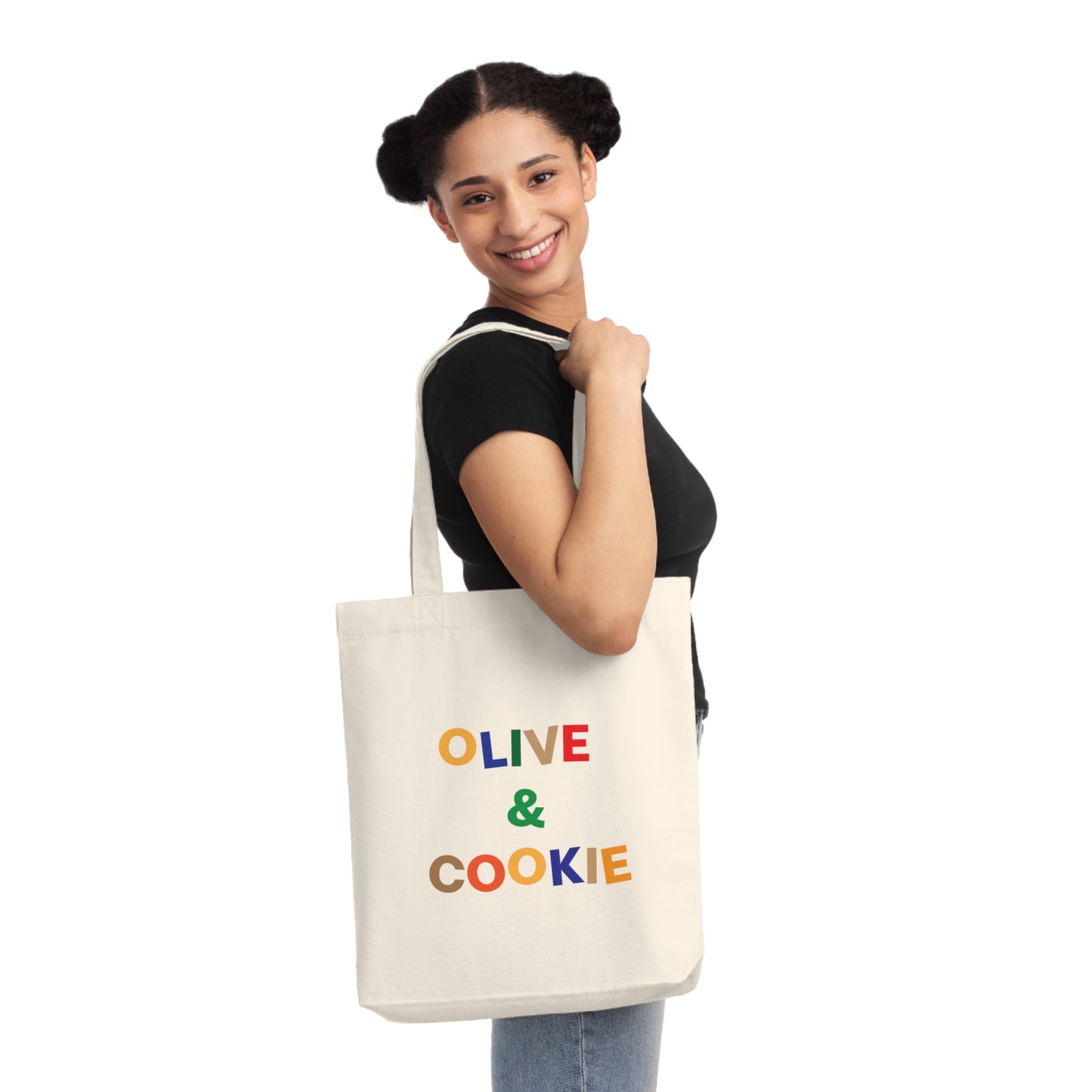 Olive & Cookie Woven Tote Bag - Fun & Eco-Friendly Shopping Tote